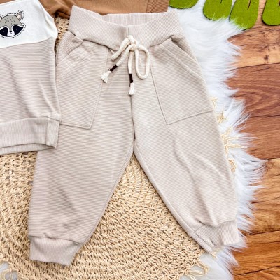 Conj. Casaco Bichinhos da Floresta e Calça de Moletom - Areia